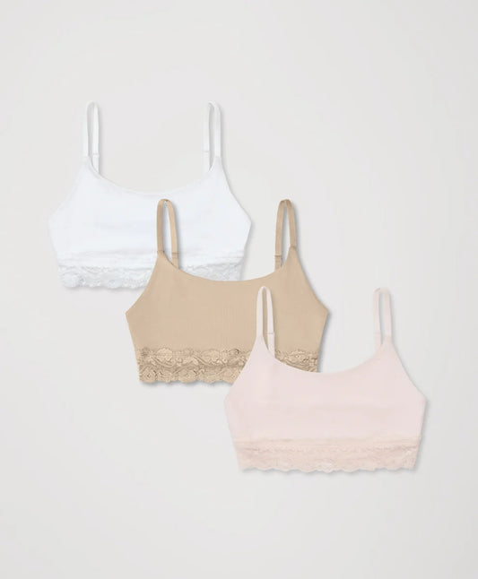 lace modern scoop bralette 3-pack