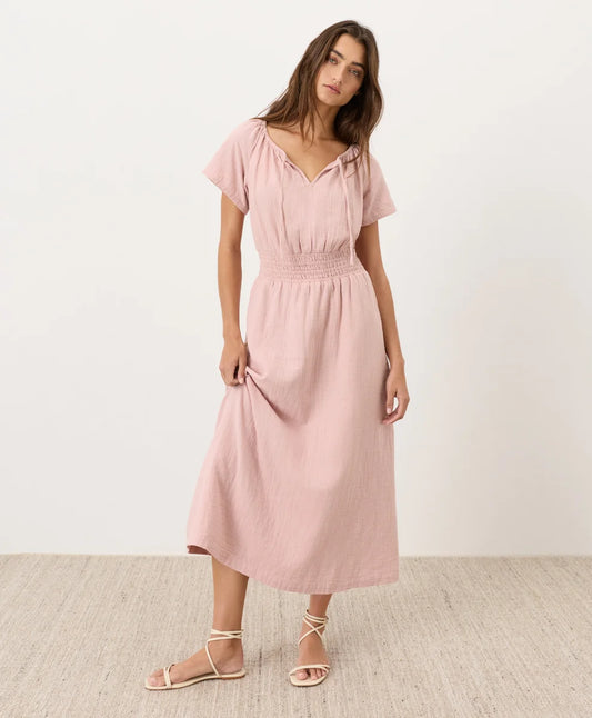 clearance coastal double gauze boho midi dress
