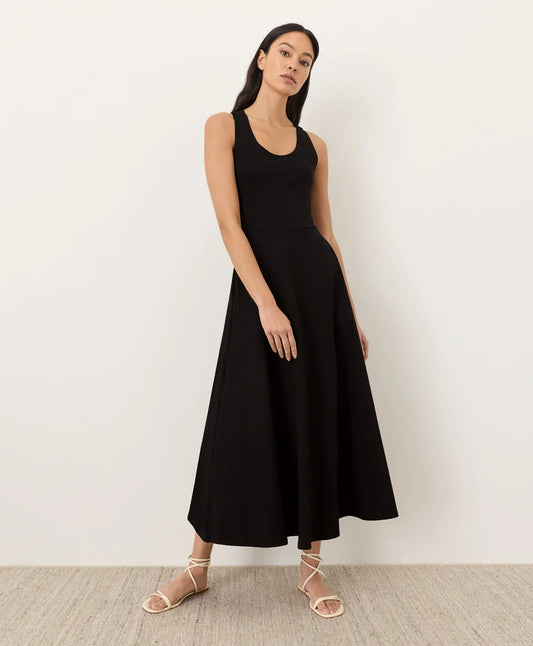 fit & flare open back maxi dress
