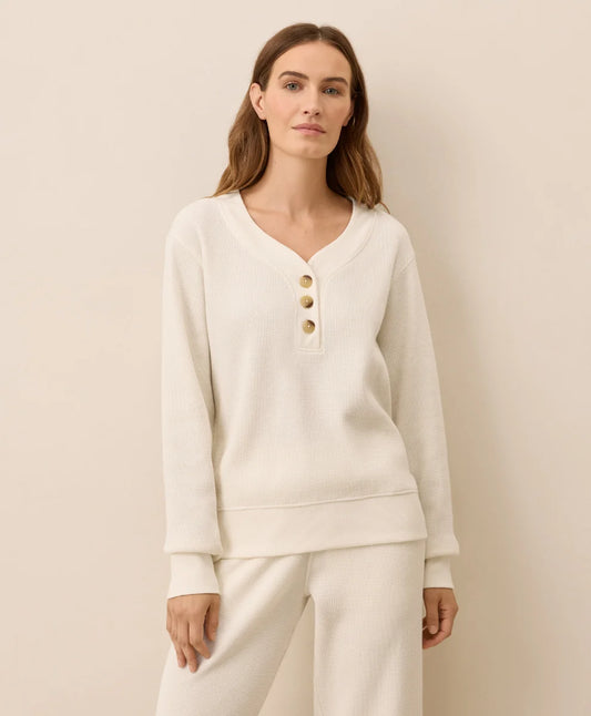 clearance thermal waffle henley pullover